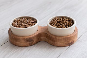 Миски на підставці для кота brown+white cat2bowlBW cat2bowlBW фото